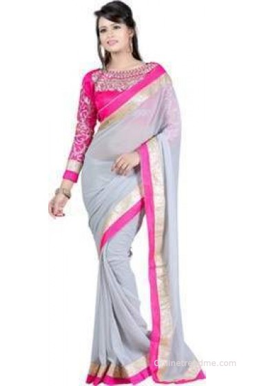 Kajal Sarees Striped Fashion Chiffon Sari Kajal Sarees Striped Fashion Chiffon Sari